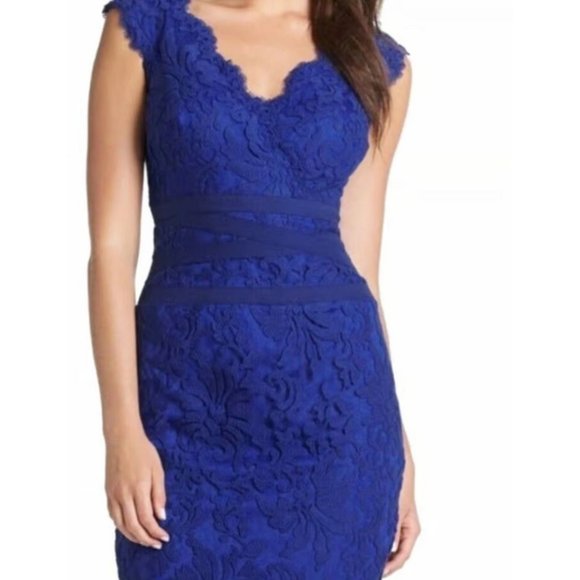 Tadashi Dress Cobalt Blue 6 Stretch Sheath Wedding Party  Cruise Event Barbie - Picture 3 of 13